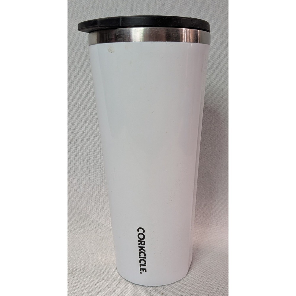 Corkcicle Tumbler 16oz White Good Insulated Stainless Steel Wedge Ice Mold Lid